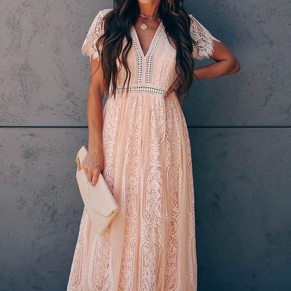 Lace pink maxi